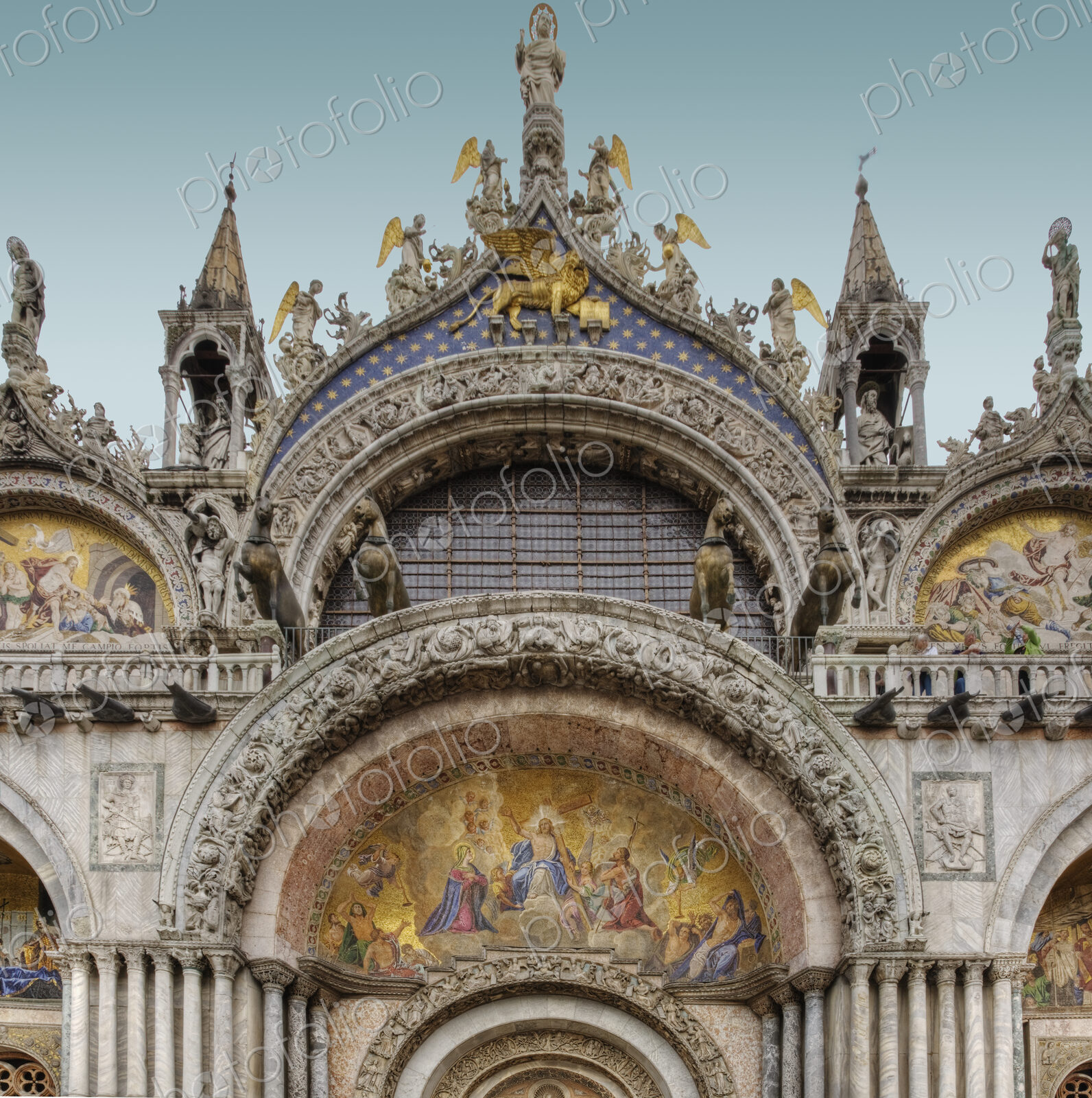 The facade of the Basilica San Marco in Venice, St Mark’s Basilica in Piazza San Marco