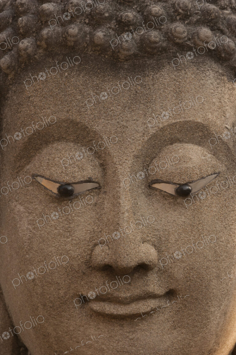 The face of a statueof the Buddha in Ayutthaya Historical Park, Thailand