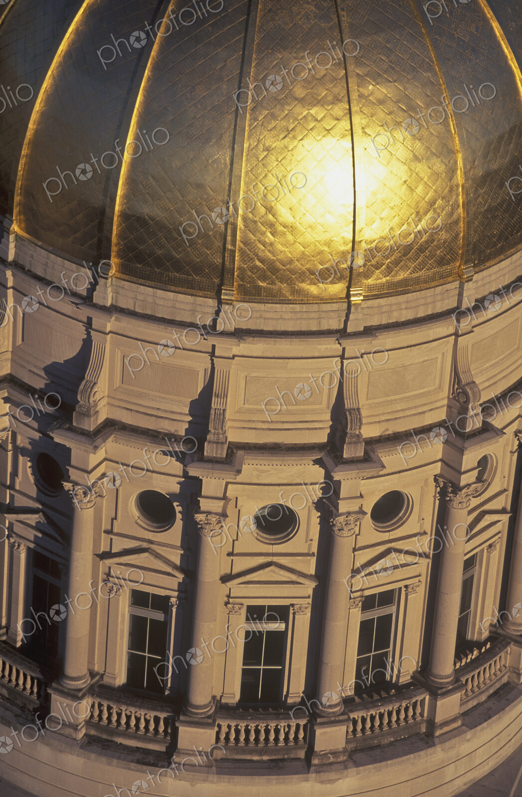 The gold dome of the state capitol in the city of Atlanta