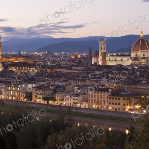 The historic buildings in Florence at dusk. The historic buildings in Florence at dusk.