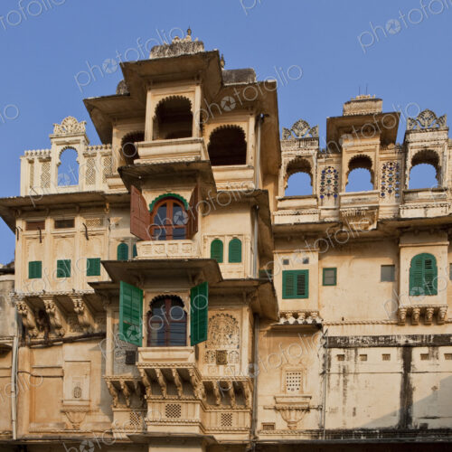 The historic buildings of a palace in Jaipur, Rajasthan, with arched cupolas and… The historic buildings of a palace in Jaipur, Rajasthan, with arched cupolas and…
