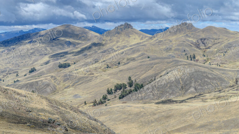 The landscape of Bolivia, mountains above Copacabana, valleys and peaks.