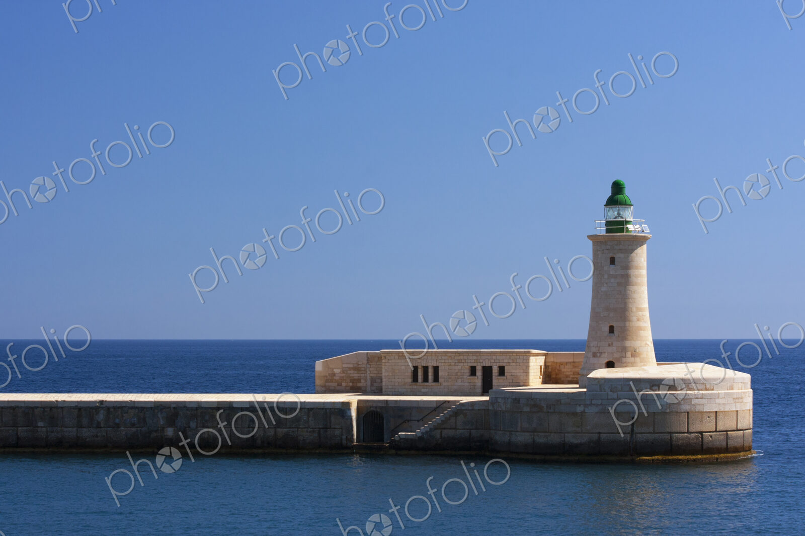The lighthouse in Valetta in the harbour.