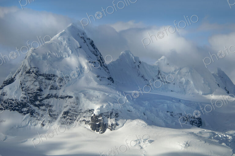 The mountainous landscape of Antarctica.