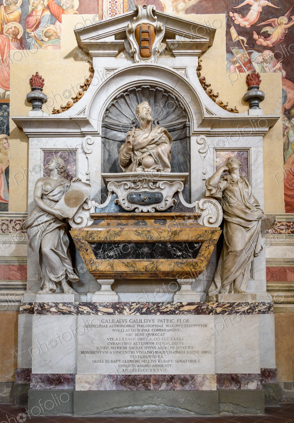 The tomb of Galileo Galilei in Santa Croce in Florence, Italy.