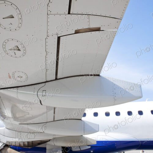 The wing flaps and structures of an aircraft wing.
