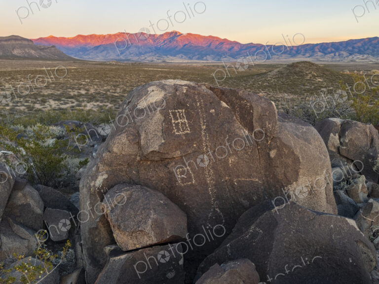 Three Rivers Petroglyph Site, at sunset