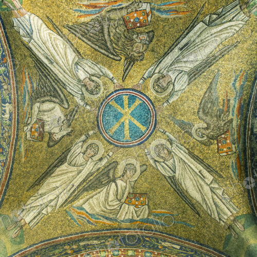 Tile mosaic in ornate dome in Basilica di Sant'Apollinare, Ravenna, Ravenna, Italy Tile mosaic in ornate dome in Basilica di Sant'Apollinare, Ravenna, Ravenna, Italy