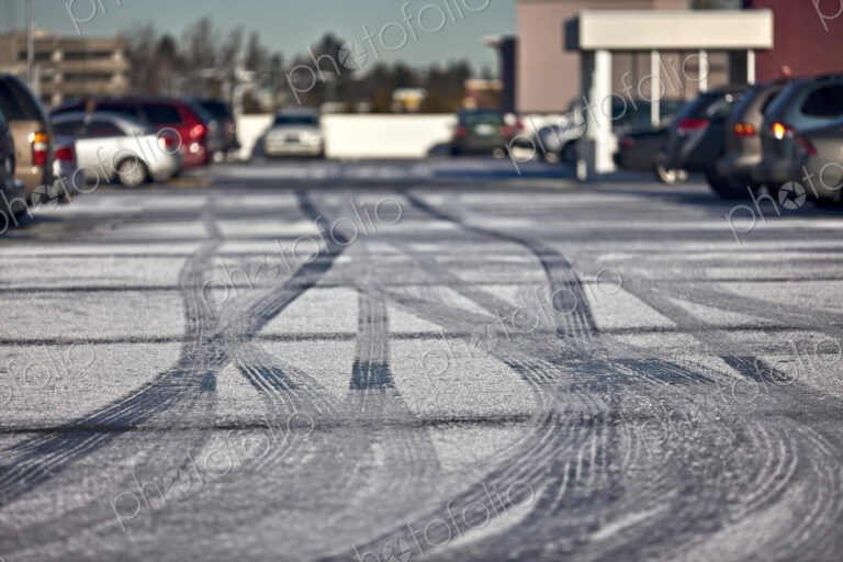 Tire Tracks in a Parking Lot