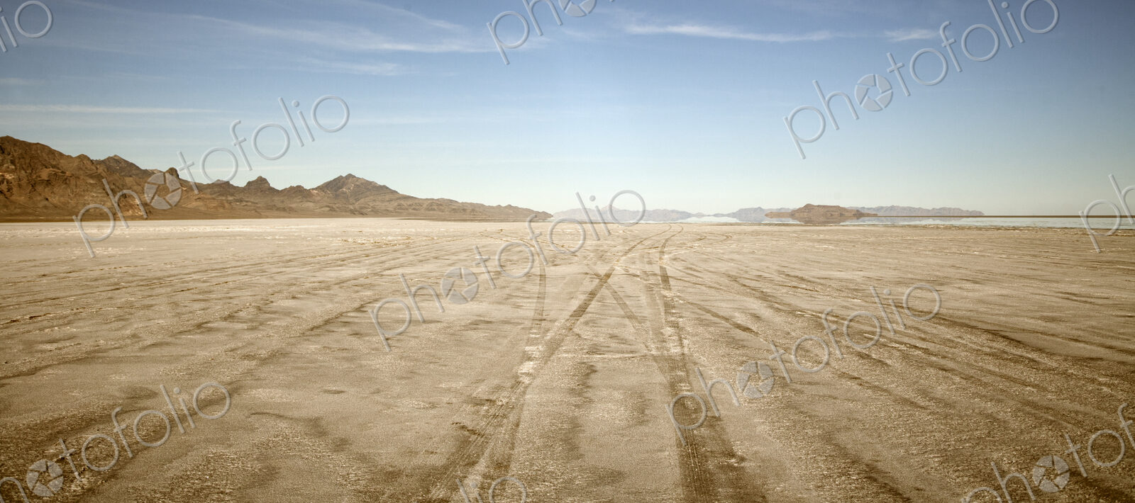Tire tracks in Bonnaville Salt Flats, Utah, United States
