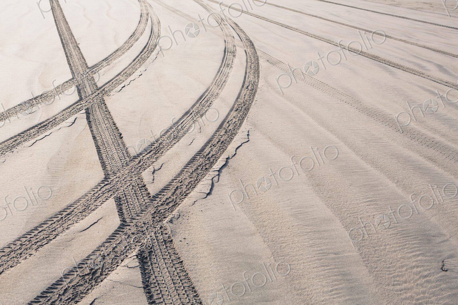 Tire tracks on beach