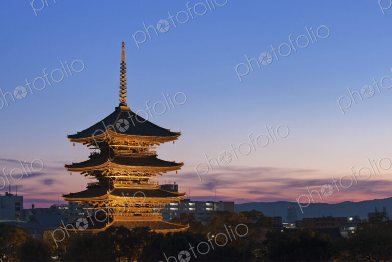 To-ji Temple Pagoda at Twilight, Kyoto, Japan