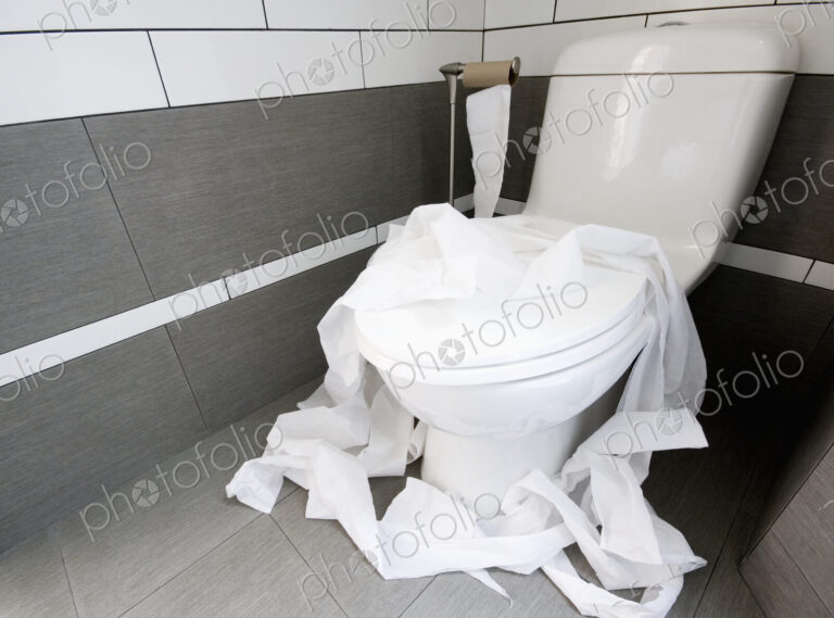 Toilet Paper Strewn in a Bathroom