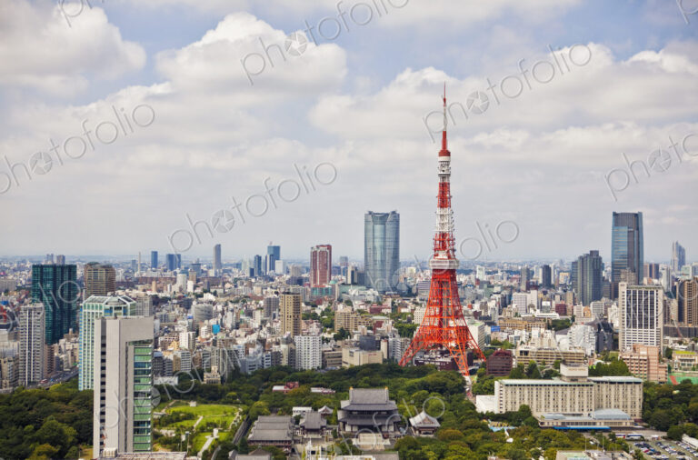 Tokyo Tower and Downtown Tokyo Skyline