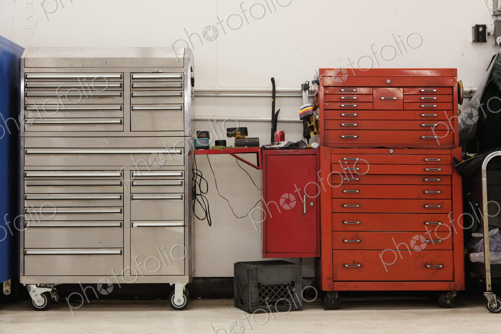Tool Chests In An Automobile Repair Shop