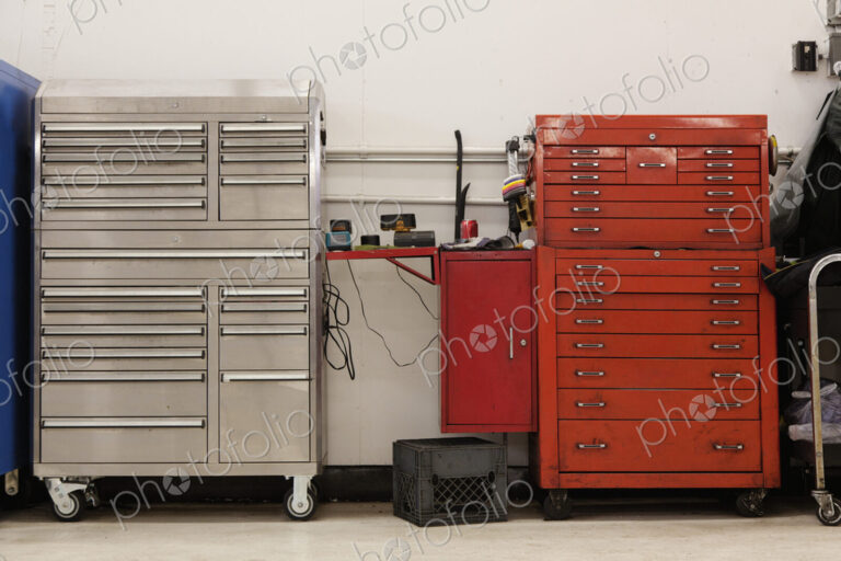 Tool Chests In An Automobile Repair Shop