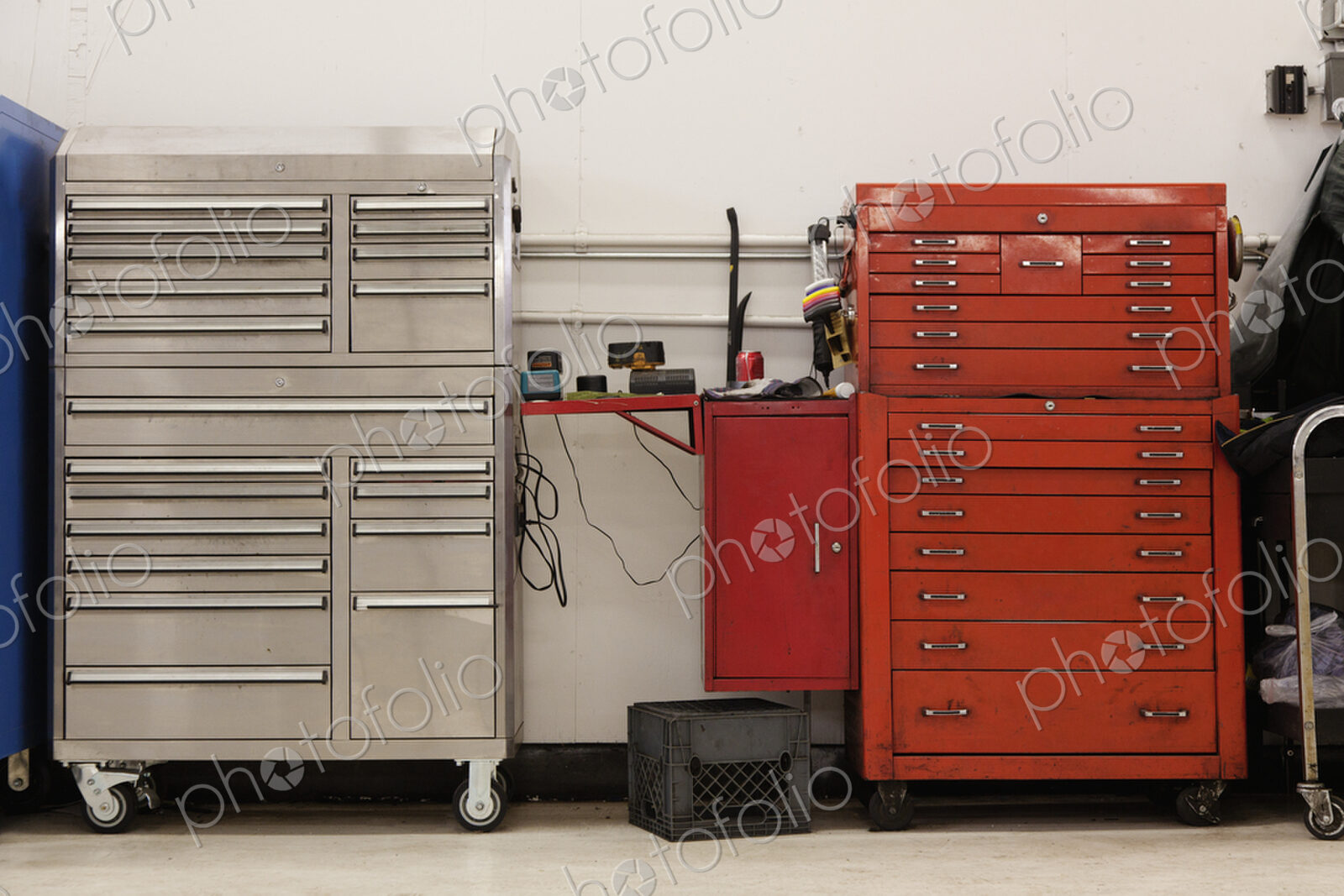 Tool Chests In An Automobile Repair Shop