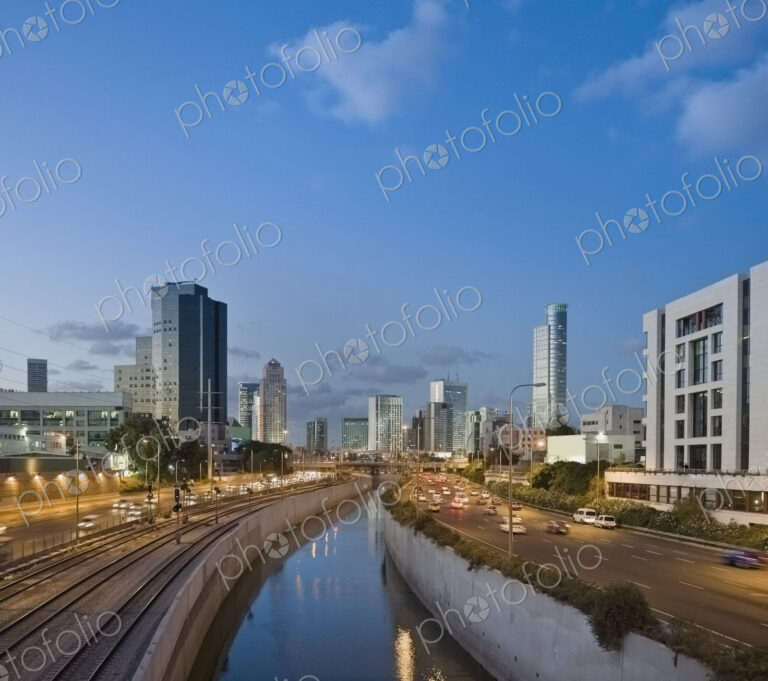Traffic Flowing in and Out of Downtown Tel Aviv