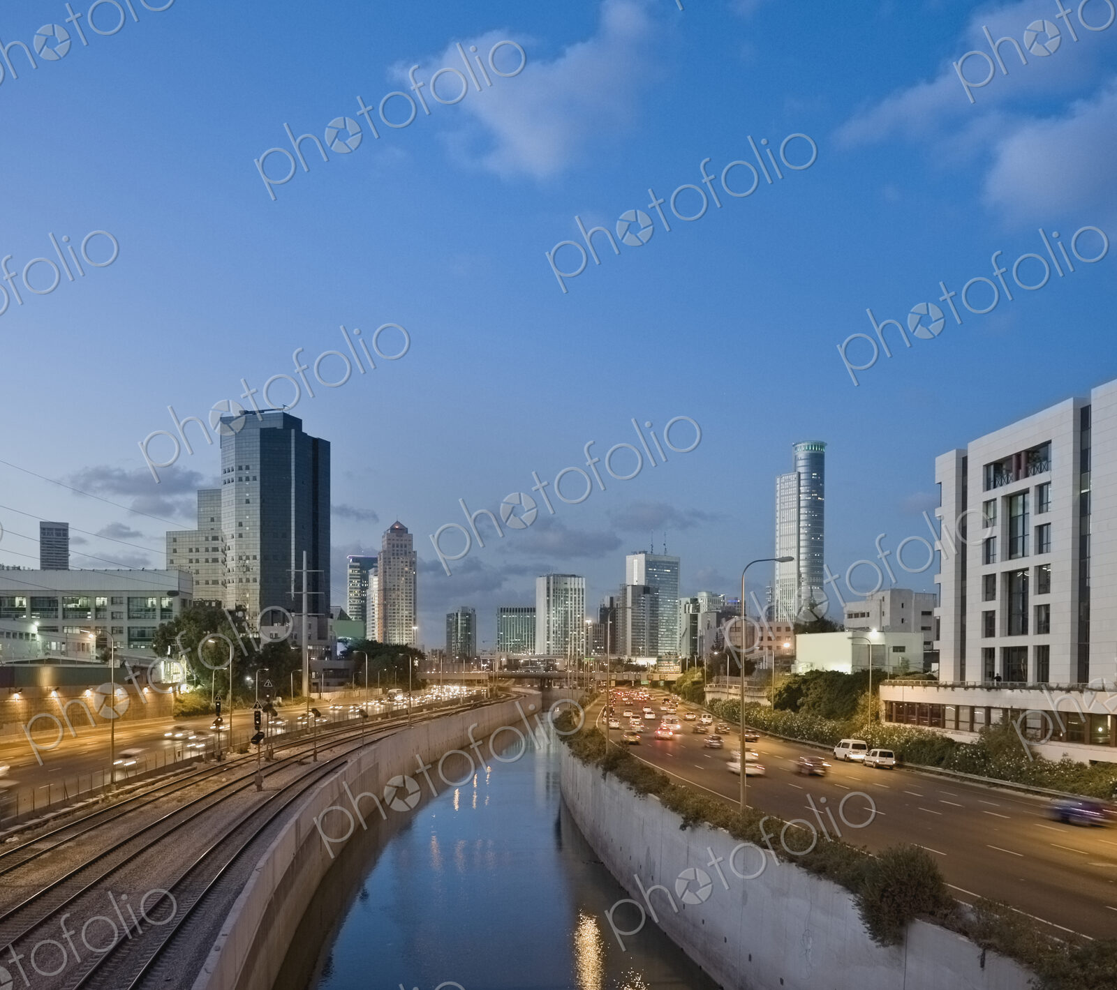 Traffic Flowing in and Out of Downtown Tel Aviv