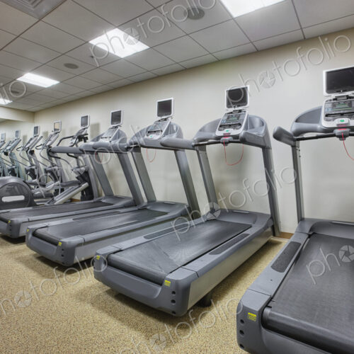 Treadmills in a row at gym