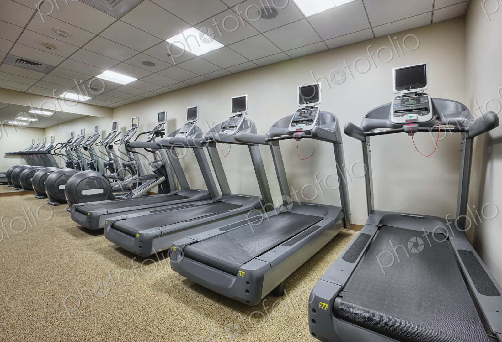 Treadmills in a row at gym