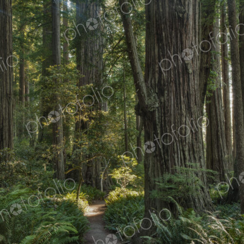 Trees growing in state park forest, California, United States