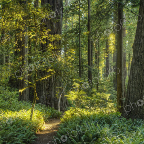 Trees growing in state park forest, California, United States