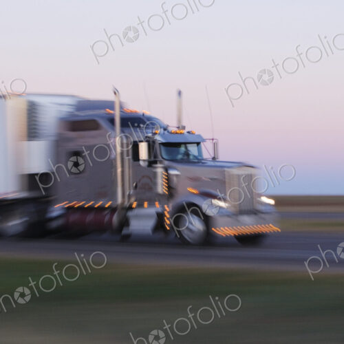 Truck on Texas Highway 287 at Sunrise