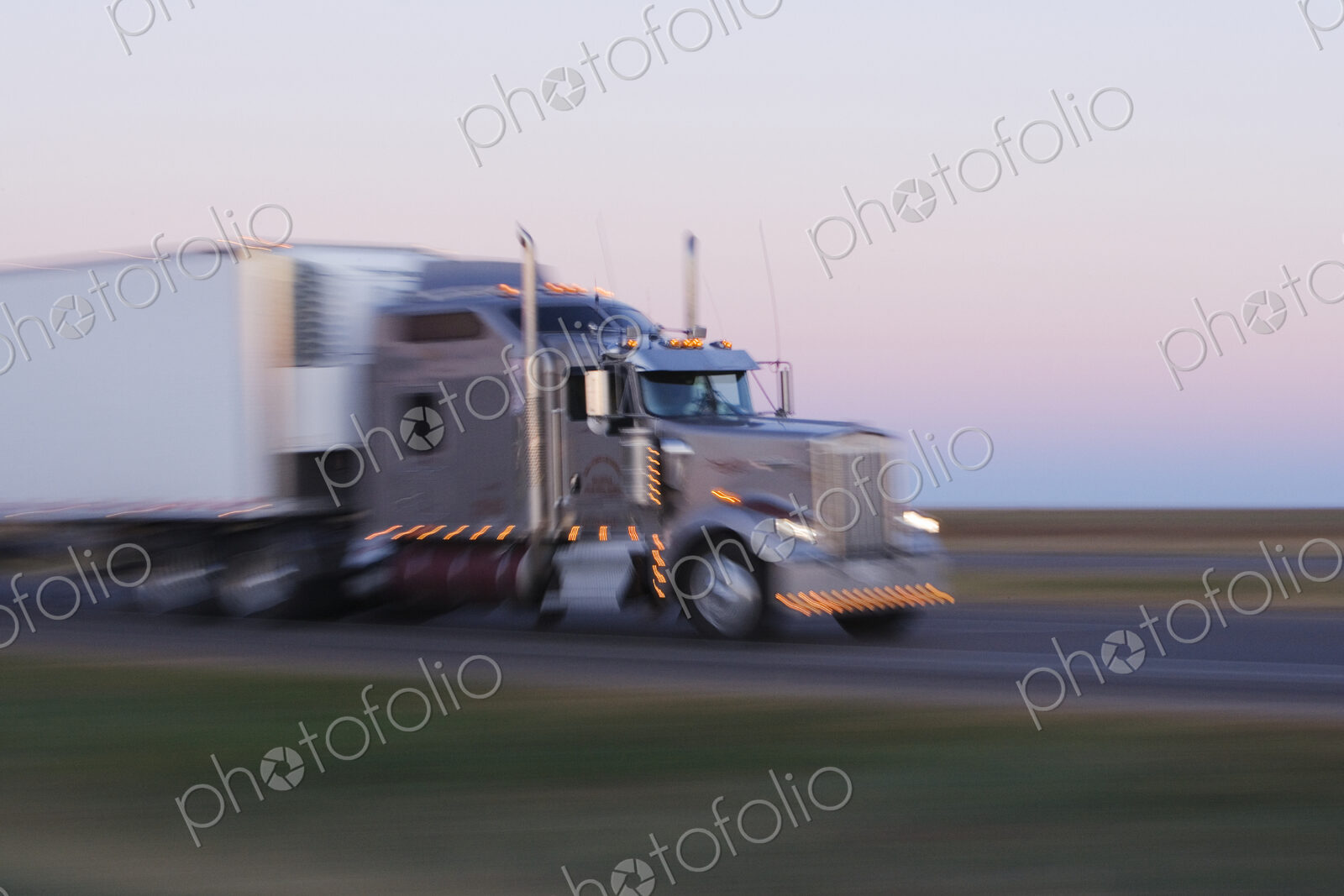 Truck on Texas Highway 287 at Sunrise