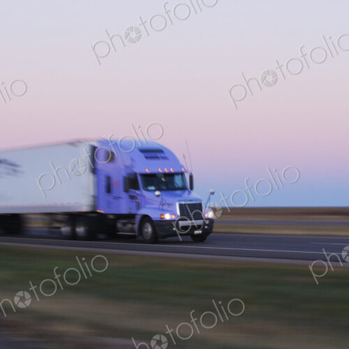 Truck on Texas Highway 287 at Sunrise