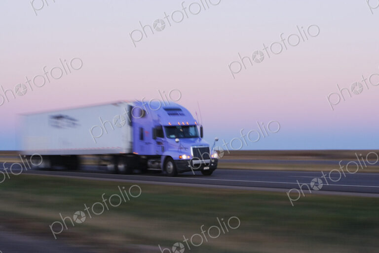 Truck on Texas Highway 287 at Sunrise
