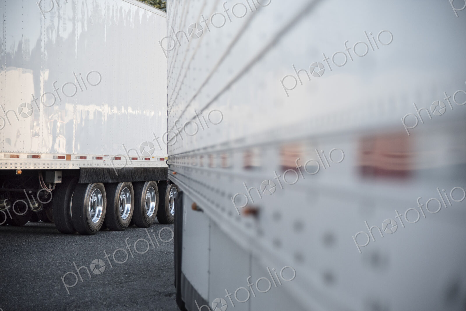 Truck trailers in the parking lot of a truck stop near Seattle, Washington, USA