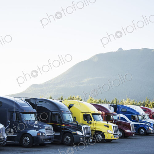 Trucks in the parking lot of a truck stop near Seattle, Washington, USA Trucks in the parking lot of a truck stop near Seattle, Washington, USA