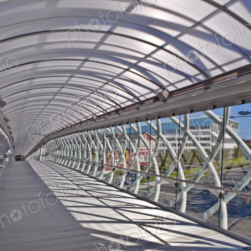 Tubular Skybridge Crossing Over Road