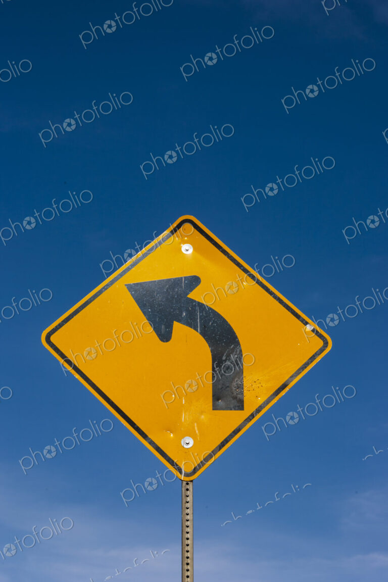 Turn arrow symbol on metal street sign, Canyon Road, Yakima WA USA