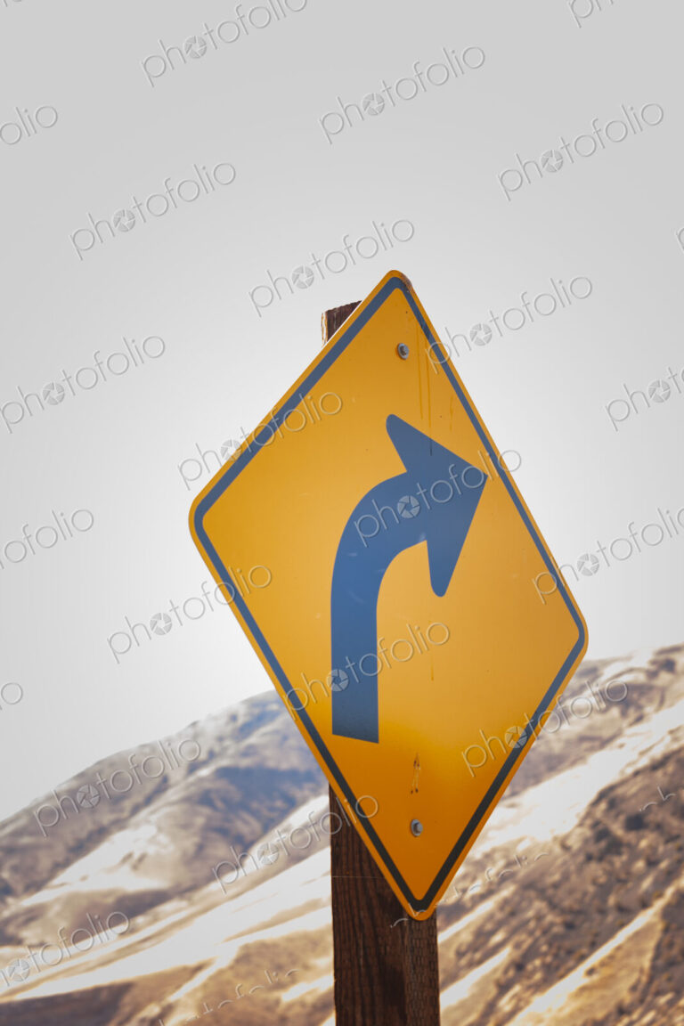 Turn arrow symbol on metal street sign, Canyon Road, Yakima WA USA