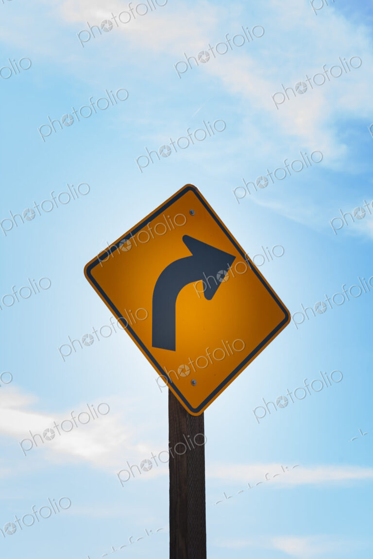 Turn arrow symbol on metal street sign, Canyon Road, Yakima WA USA