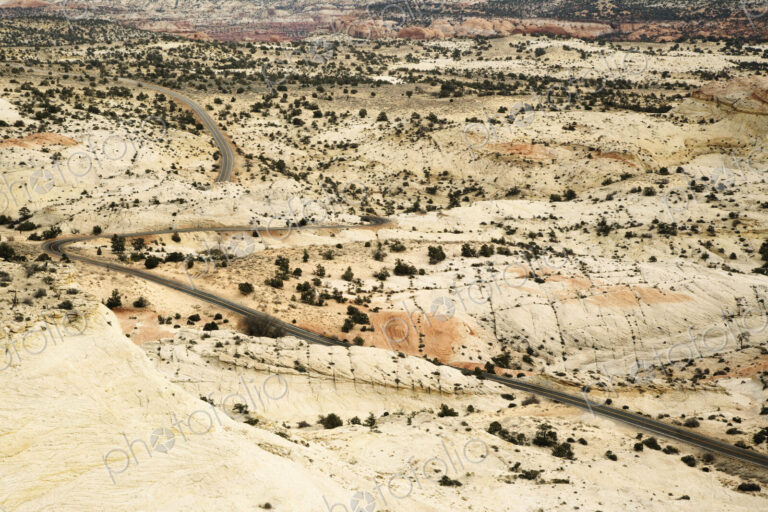 Two Lane Road Passing Through the Desert