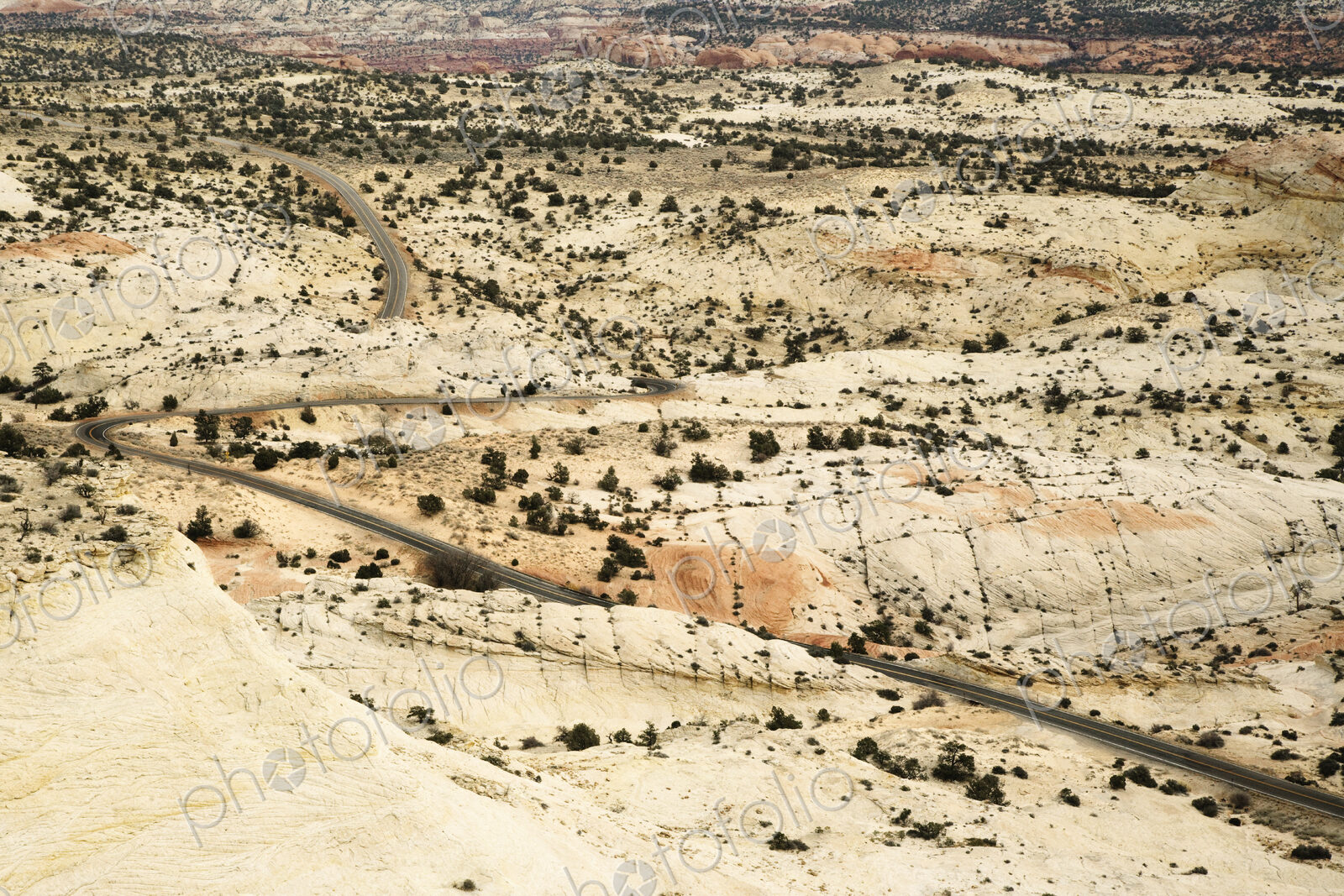 Two Lane Road Passing Through the Desert
