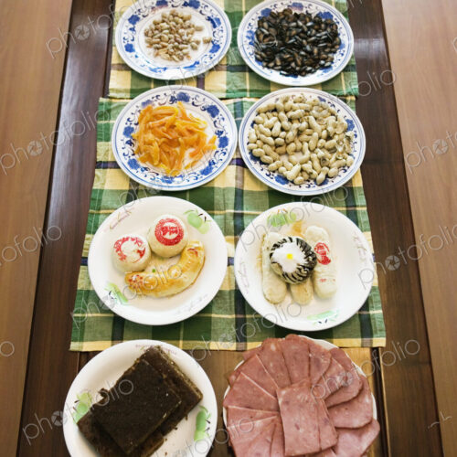 Two Rows of Asian Dishes