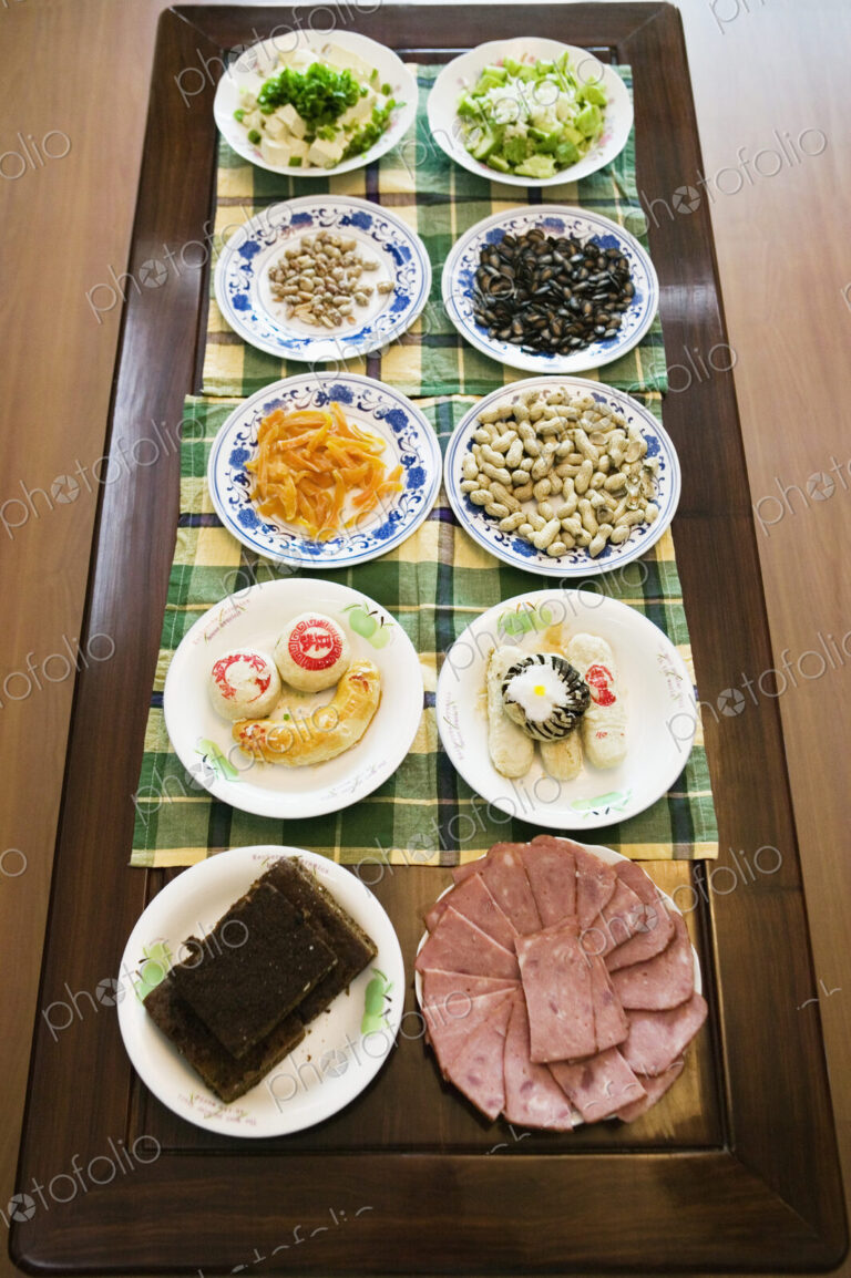 Two Rows of Asian Dishes