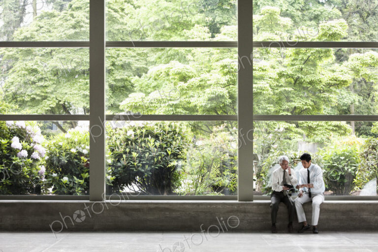 Two businessmen working on a notebook computer