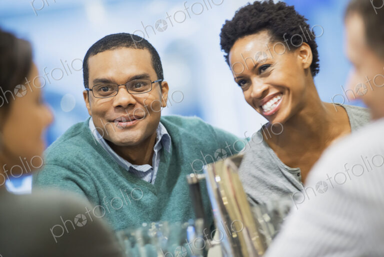 Two couples at dinner table