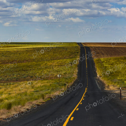 Two lane rural road in the Palouse, near Lind.