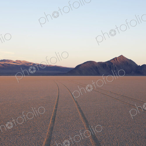 Tyre marks and tracks in the playa salt pan surface of Black Rock Desert, Nevada.