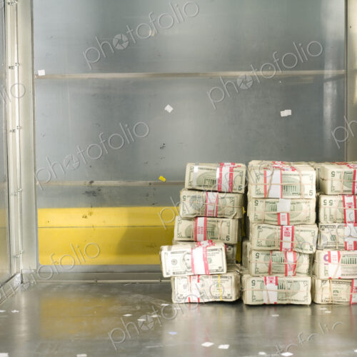 US Dollar Bills in a Bank Cart US Dollar Bills in a Bank Cart