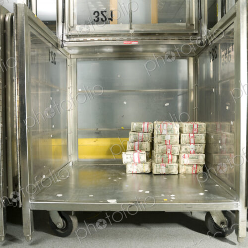 US Dollar Bills in a Bank Cart US Dollar Bills in a Bank Cart