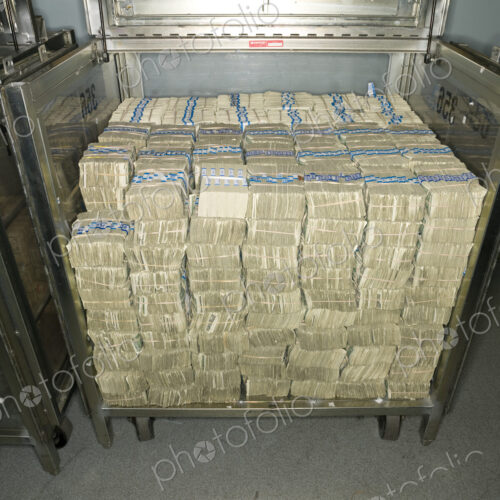 US Dollar Bills in a Bank Cart US Dollar Bills in a Bank Cart
