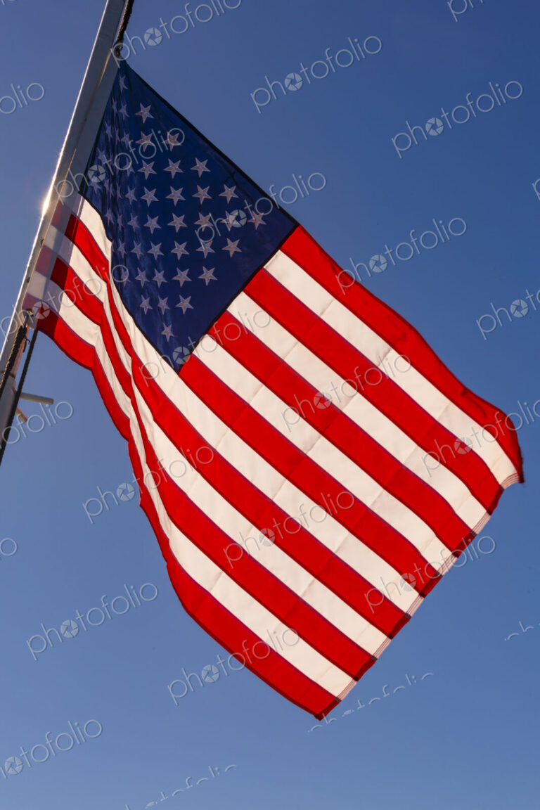 US Flag and blue sky, WA USA
