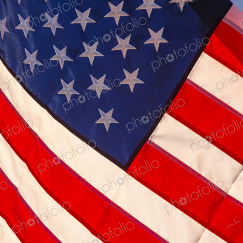 US Flag and blue sky, WA USA